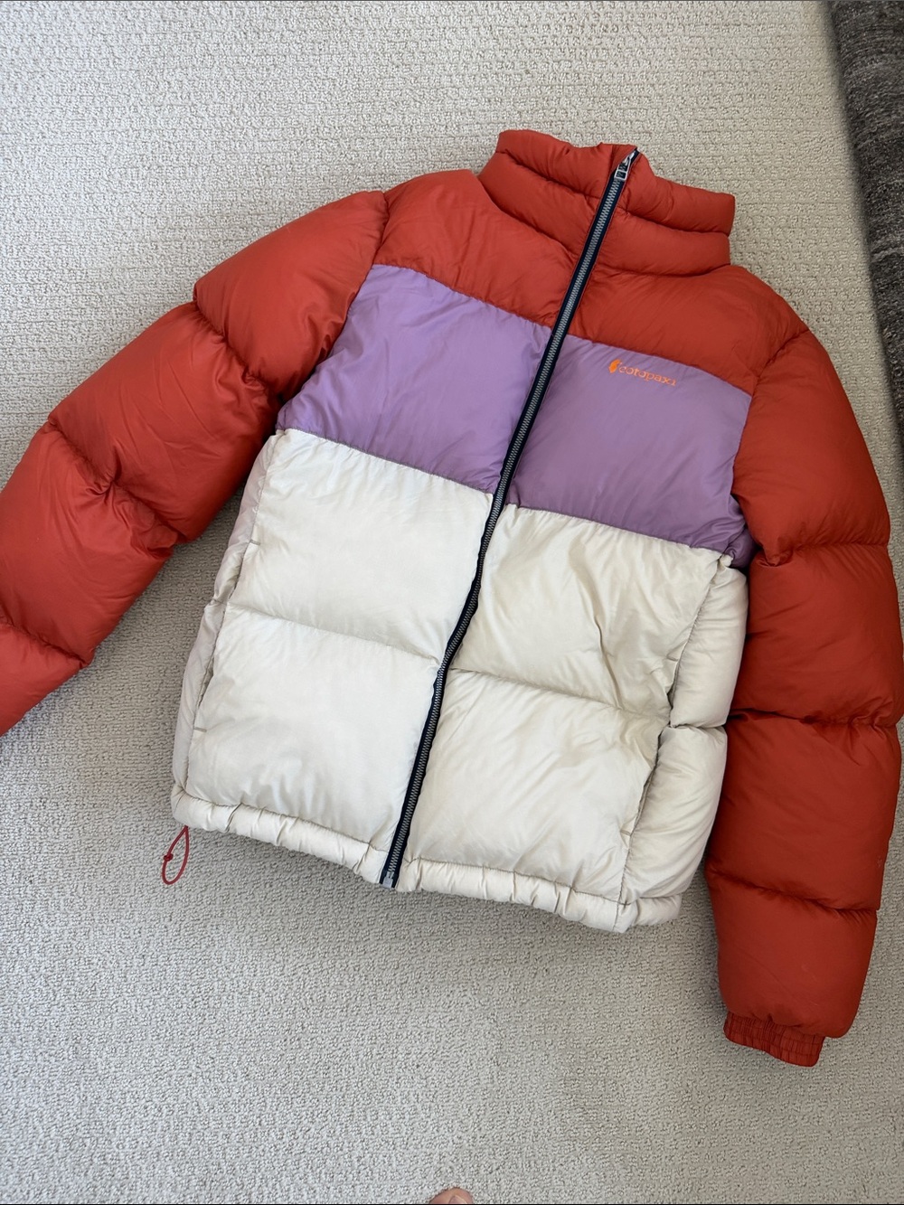 cotopaxi Colorblock Puffer Jacket - Red, Lavender & Cream